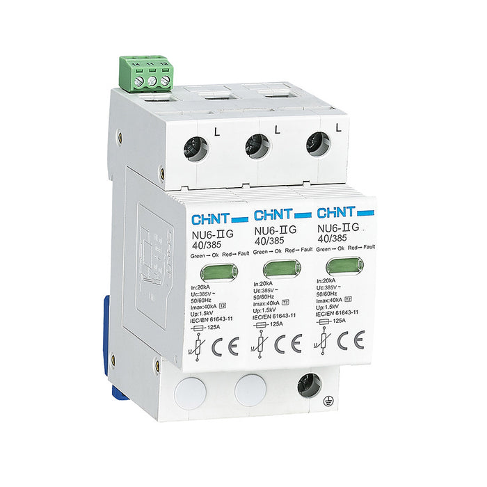 Thiết bị chống sét lan truyền Chint NU6-II G series. Tiêu chuẩn CE, RoHS và CB