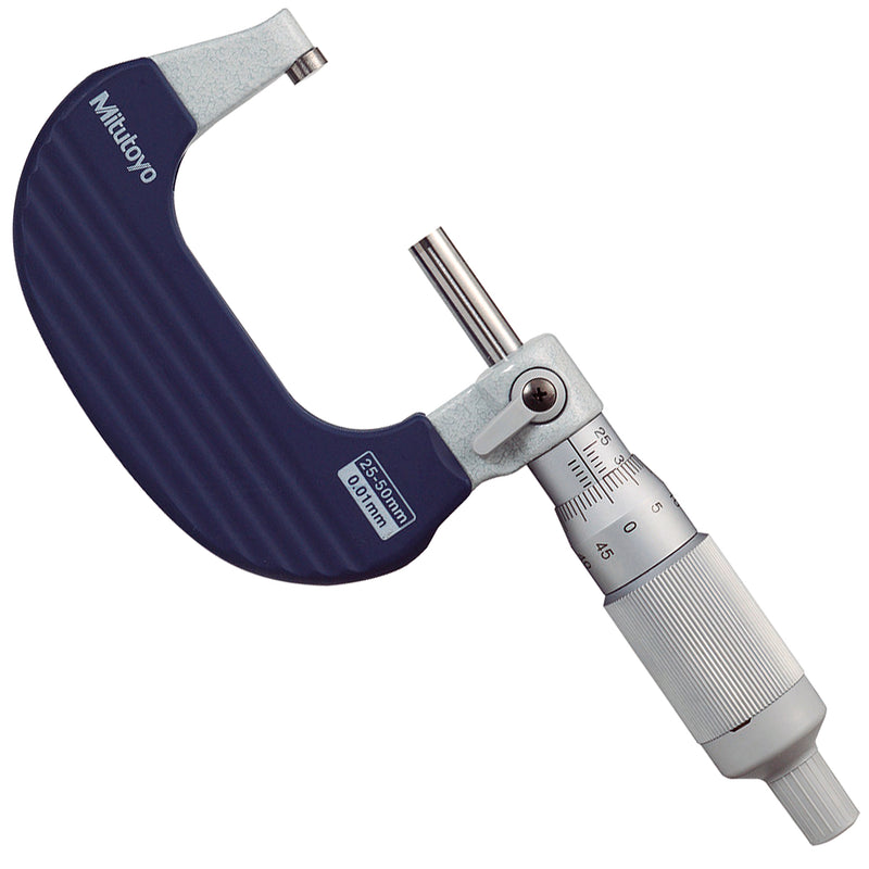 Panme đo ngoài cơ bản Mitutoyo Series 102 - Ratchet Thimble Micrometer. Dòng cải tiến với bánh cóc trên ống xoay
