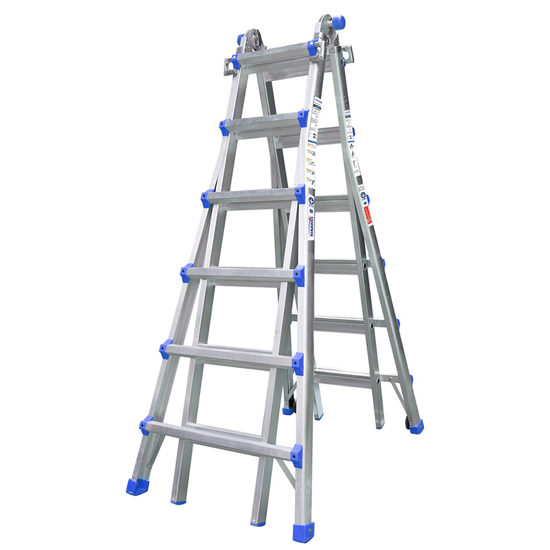 Thang nhôm gấp đa năng (rút lồng) Nikawa, độ dày nhôm chịu lực 2.4mm