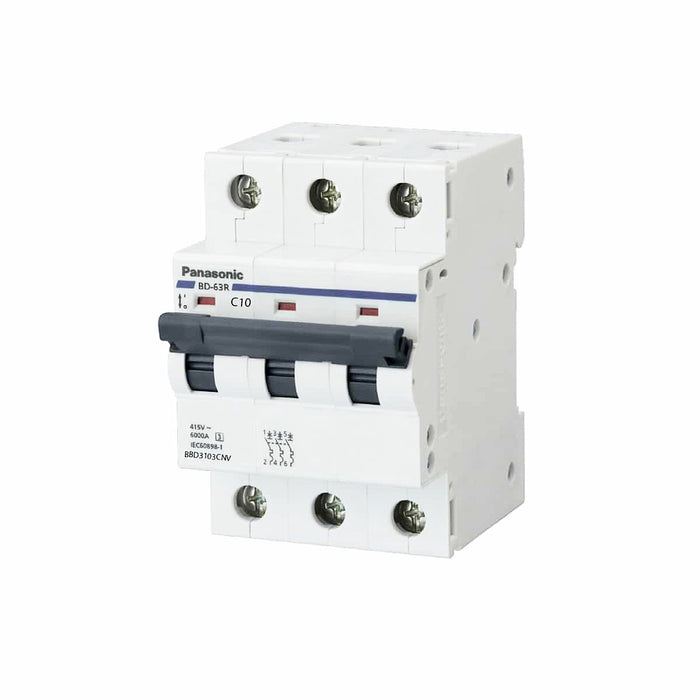 Cầu dao tự động MCB Panasonic, tải danh định từ 6A ~ 100A, dòng cắt từ 6kA ~ 10kA