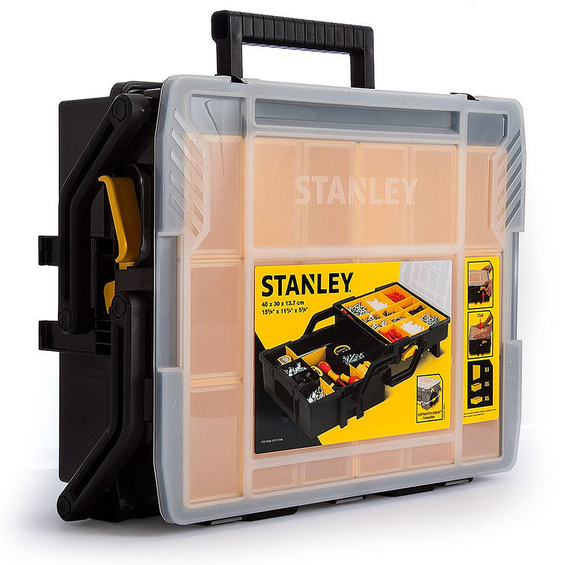 Hộp đựng linh kiện 2 tầng SortMaster Stanley STST1-75540 thiết kế mở gập cantilever với nắp trong suốt