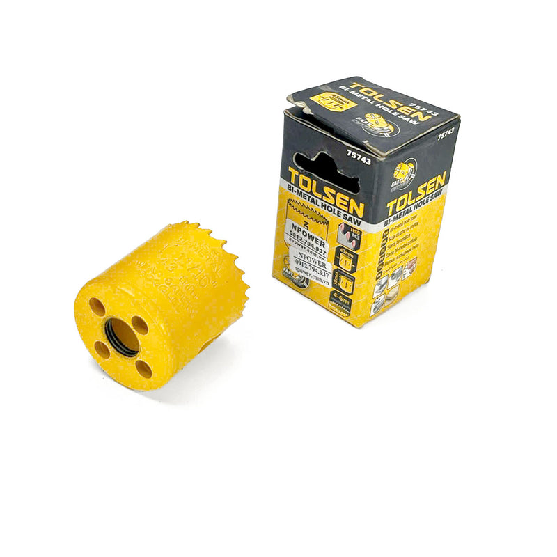 Mũi khoét lỗ sắt HSS M3 Bi-metal 21 - 43mm, cắt sâu 38mm, răng 4 - 6TPI TOLSEN