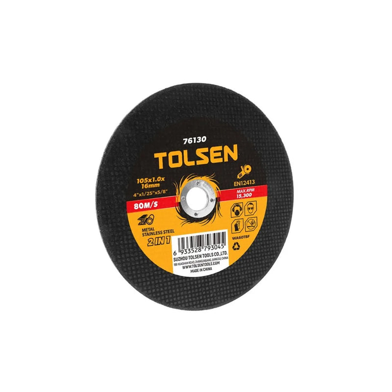 Đĩa cắt kim loại Tolsen 76130 đường kính 105mm, cốt 16mm, dày 1mm