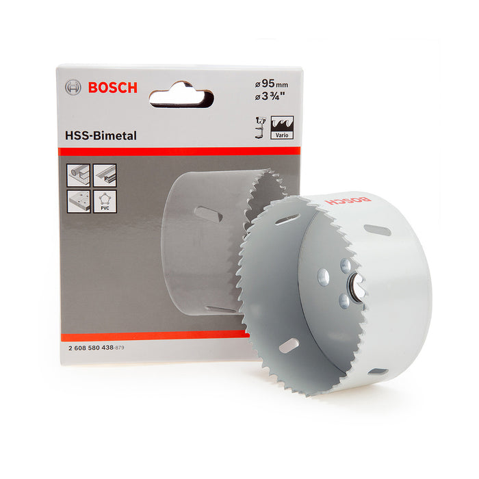 Mũi khoét lỗ Bosch dùng cho kim loại, đường kính từ 70mm - 152mm, dài 44mm, vật liệu thép HSS