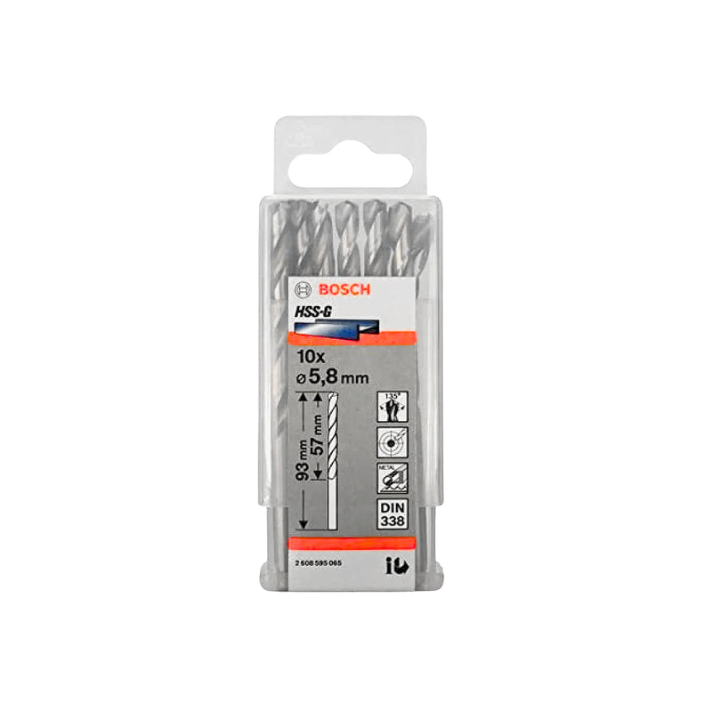 Hộp 10 mũi khoan sắt HSS-G Bosch đường kính từ 1mm - 7.5mm, đuôi trơn (Tiêu chuẩn DIN 338)