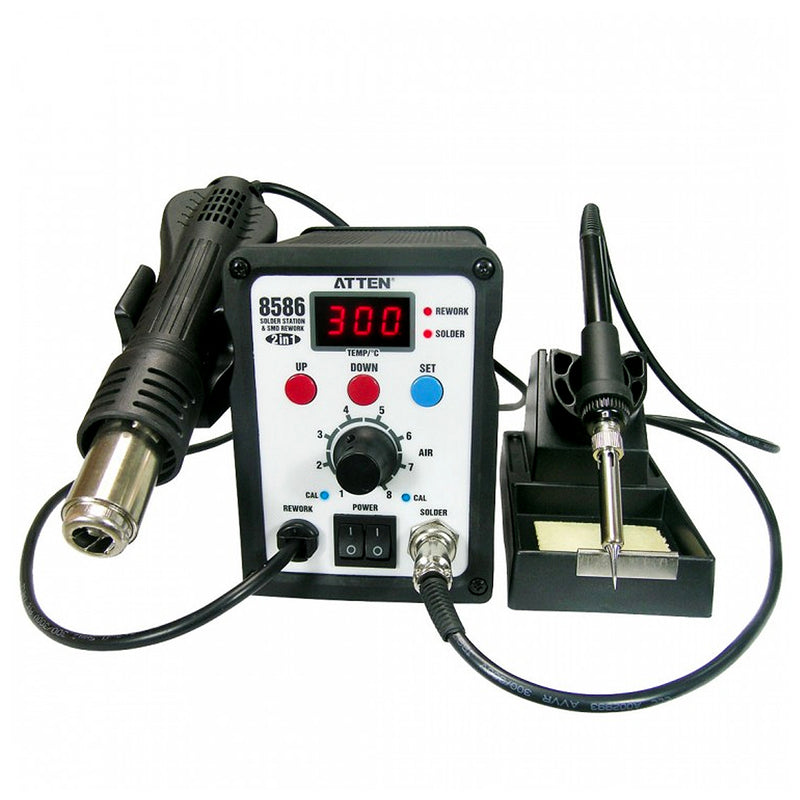 Trạm hàn thiếc và khò khí nóng đa năng - sửa chữa bo mạch điện tử 2-in-1 ATTEN AT-8586, công suất hàn khò 50W/700W, max 480/500°C