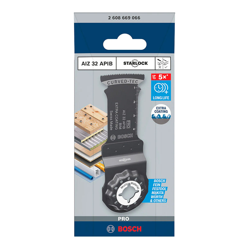 Lưỡi cắt rung Bosch AIZ 32 APIB dùng cắt đa vật liệu, bề rộng lưỡi 32mm, dài 50mm, chất liệu BIM, chuẩn Starlock (mã số 2608669066)