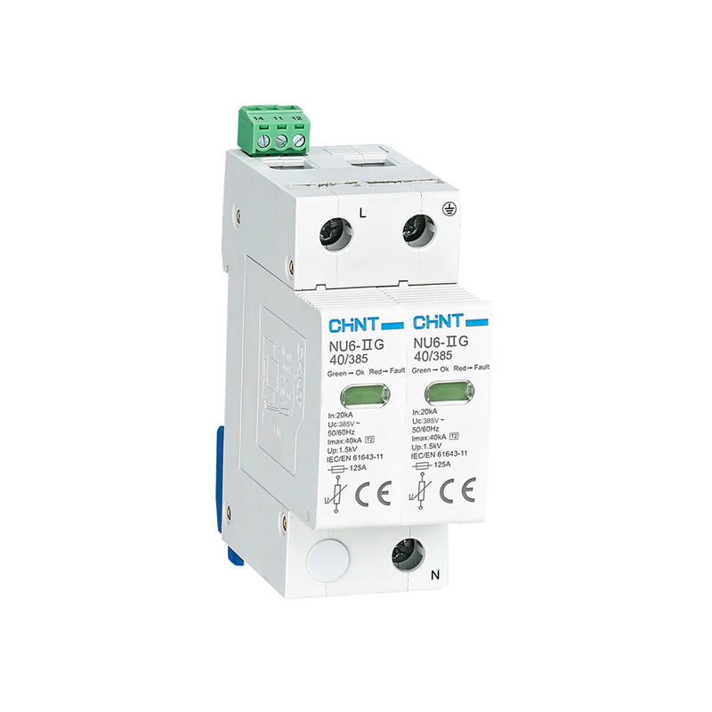 Thiết bị chống sét lan truyền Chint NU6-II G series. Tiêu chuẩn CE, RoHS và CB