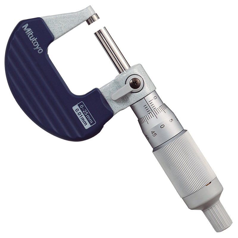 Panme đo ngoài cơ bản Mitutoyo Series 102 - Ratchet Thimble Micrometer. Dòng cải tiến với bánh cóc trên ống xoay
