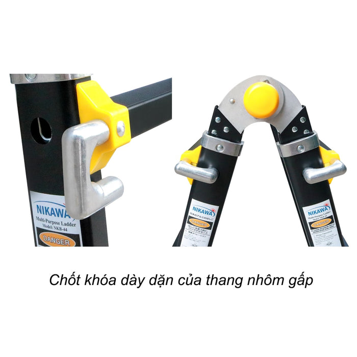 Thang nhôm gấp đa năng chữ A (rút lồng) Nikawa NKB, độ dày nhôm chịu lực 2.8mm