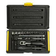 Bộ đầu tuýp 6 cạnh và mũi vặn vít cốt 1/4 inch 35 chi tiết Stanley 1-89-033 đựng trong hộp nhựa đen có khóa vàng