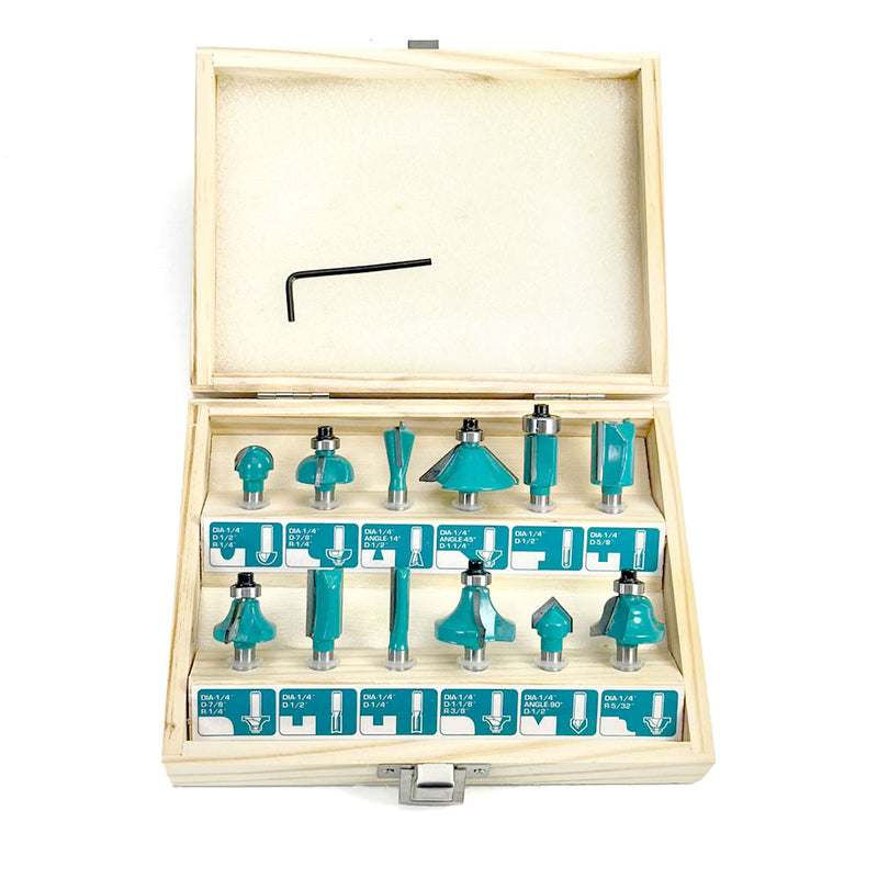 Bộ 12 Mũi phay gỗ 1/4 inch (6.3mm) TOTAL TACSR0104121