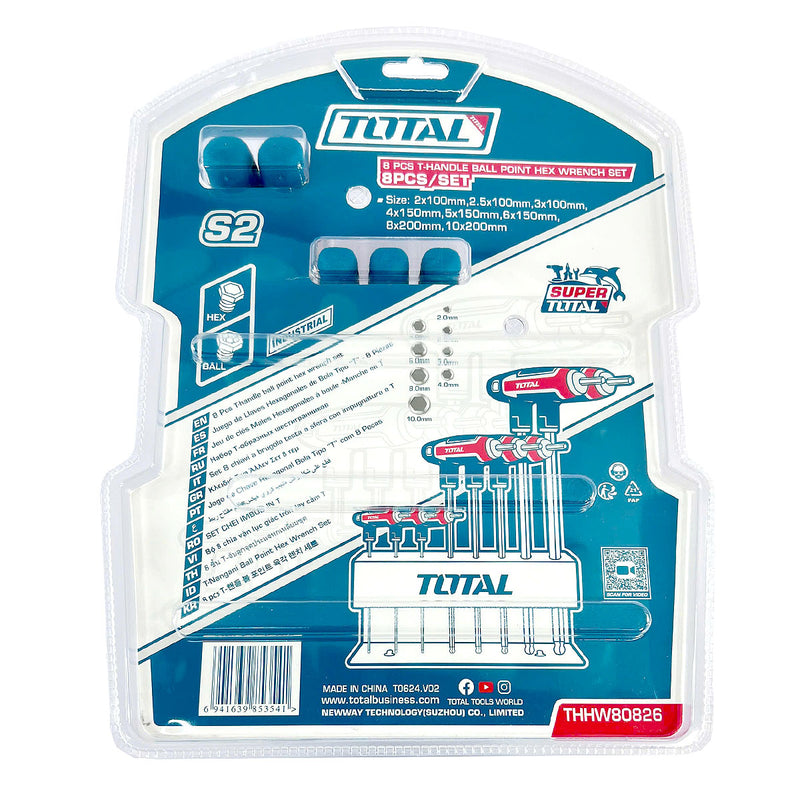 Bộ 8 chìa vặn lục giác bi tay cầm T TOTAL THHW80826
