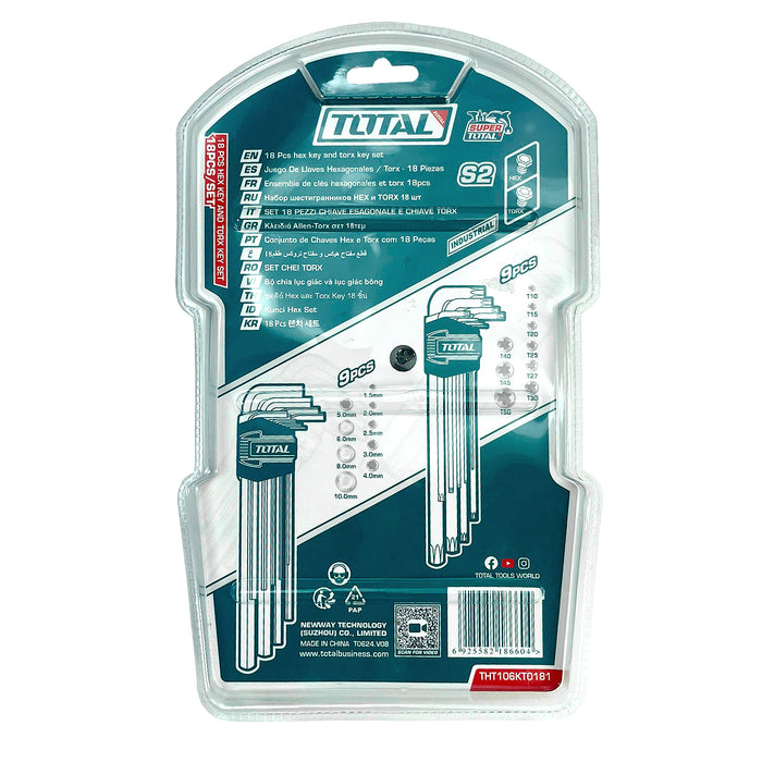 Bộ 18 chìa lục giác và lục giác sao Total THT106KT0181 kích thước từ 1.5mm - 10mm