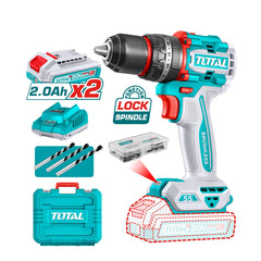 TIDLI20558: Thân máy + 2 Pin 20V dung lượng 2.0Ah - TFBLI20011 + 1 sạc - TFCLI2001 + hộp phụ kiện 47 chi tiết + 3 mũi khoan