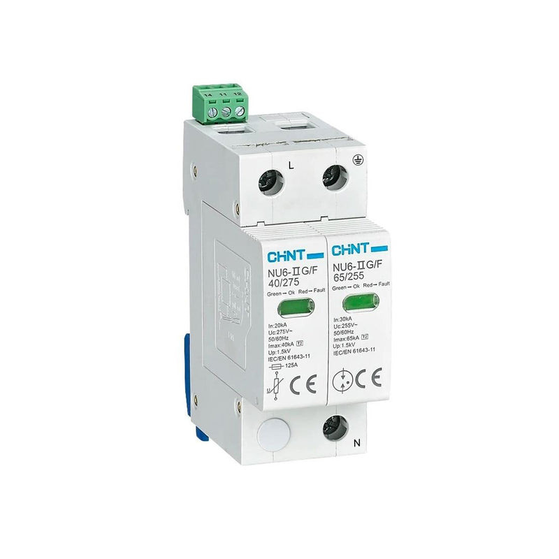 Thiết bị chống sét lan truyền Chint NU6-II G series. Tiêu chuẩn CE, RoHS và CB