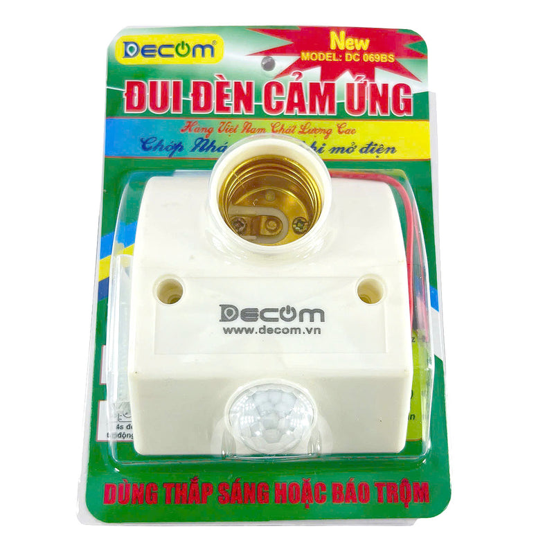Đui đèn cảm ứng hồng ngoại có 2 nút chỉnh Decom DC-069B-S