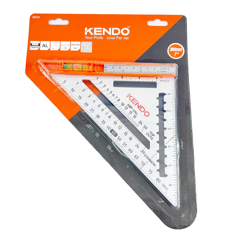 Thước Ê ke tam giác đa chức năng Kendo 35315, kích thước 185mm x 260mm