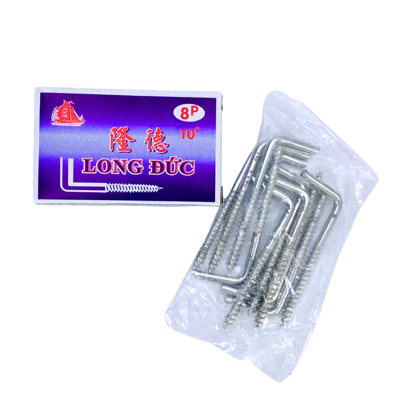 Móc chữ L chân vít Long Đức dài từ 4P (4cm) - 1T2 (12cm)