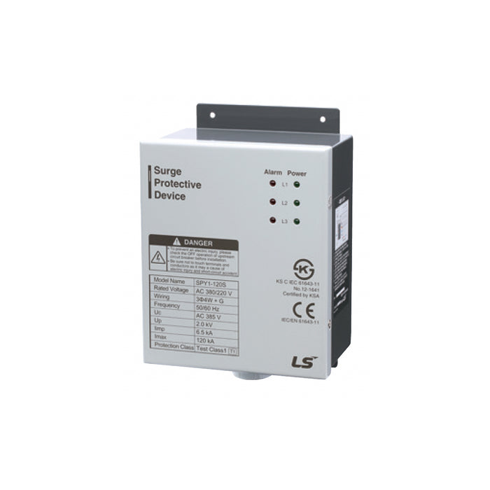 Thiết bị chống sét 3P dạng hộp (Box Type) LS SP Series, điện áp Uc 385V, dòng xả xung sét cực đại từ 40kA ~ 160kA. Tiêu chuẩn CE