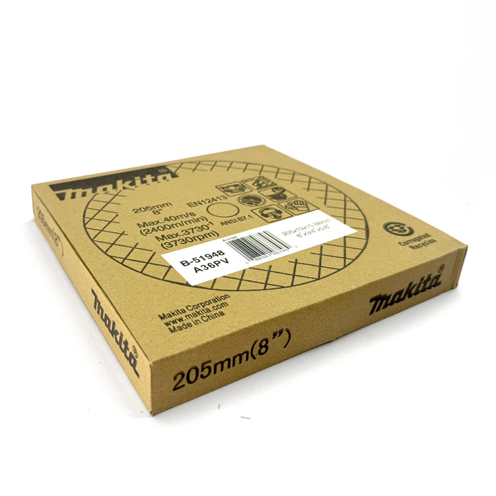 Đá mài kim loại màu 205mm ( 8 inch ) Makita dày 19mm, lỗ cốt 15.88 ( 5/8 inch ) tương thích với máy mài 2 đá ( Cấp 3 sao )