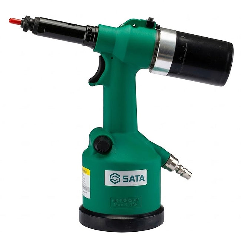 Máy tán đinh rút đinh tán ốc rút dùng khí nén thủy lực SATA 02755 thân màu xanh lá kết hợp xilanh đen chắc chắn