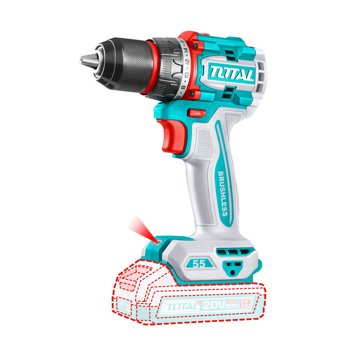 Máy khoan, vặn vít không chổi than dùng Pin Lithium-ion 20V Total TDLI205582