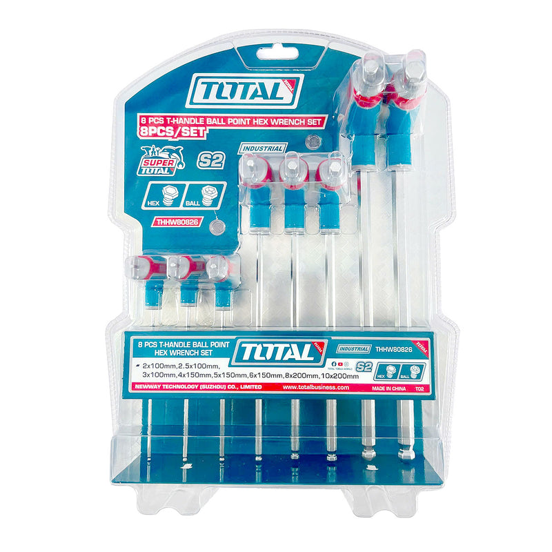 Bộ 8 chìa vặn lục giác bi tay cầm T TOTAL THHW80826