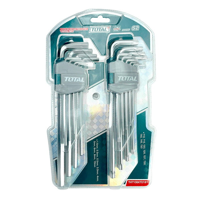 Bộ 18 chìa lục giác và lục giác sao Total THT106KT0181 kích thước từ 1.5mm - 10mm