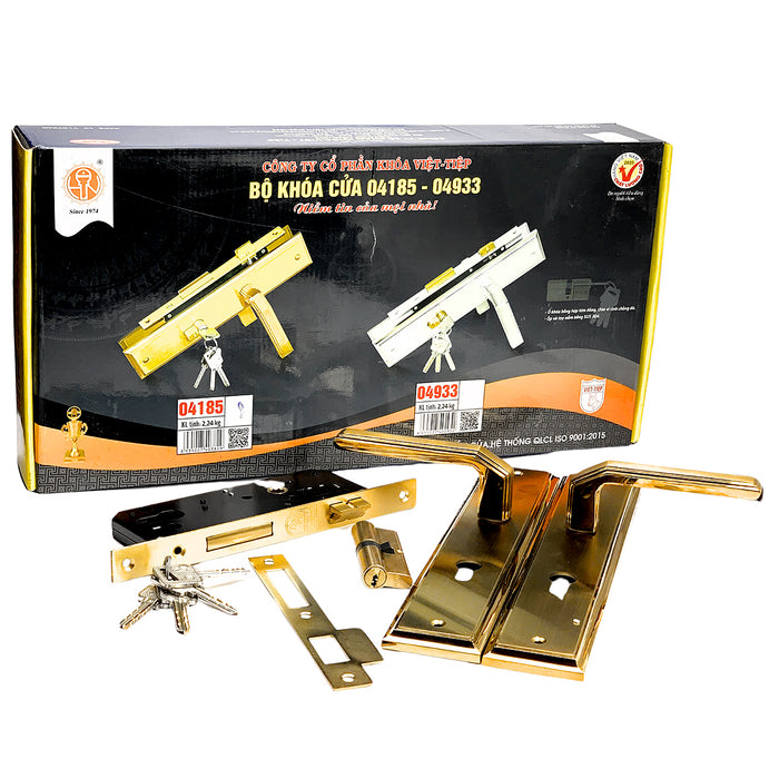 Ổ khóa tay gạt Việt Tiệp 04185 chất liệu bằng inox 304 với ổ 2 đầu