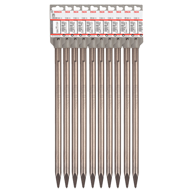 Hộp 10 mũi đục nhọn SDS-MAX Bosch 2608690142 đường kính 25mm, dài 400mm, đuôi gài
