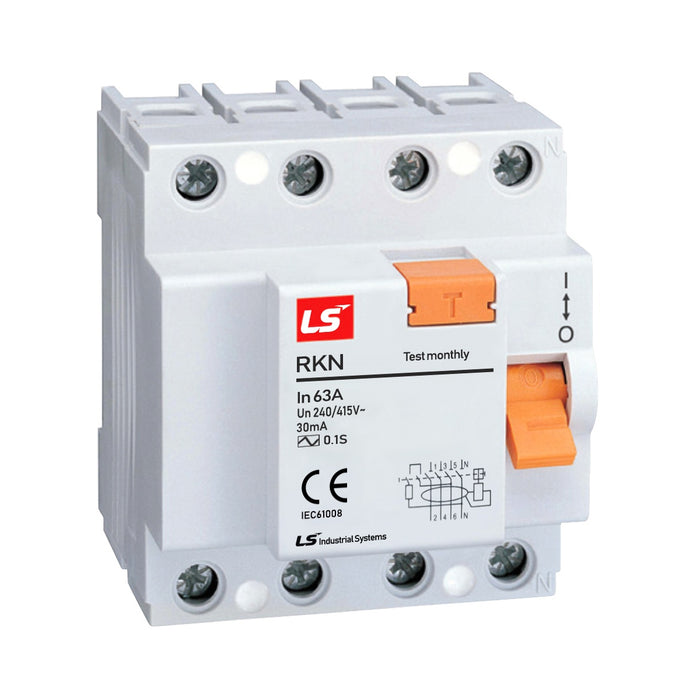 Cầu dao chống giật RCCB LS chỉ chống rò, tải định mức từ 25A ~ 100A, dòng cắt 6kA - 10kA, dòng rò 30mA