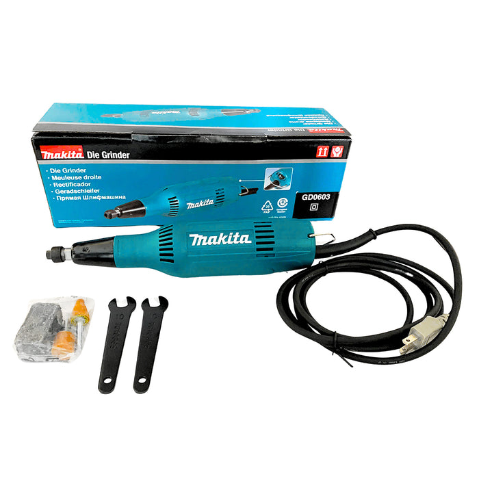 Máy mài khuôn Makita GD0603, công suất 240W chấu bóp 6mm, nòng dài, công tắc đuôi