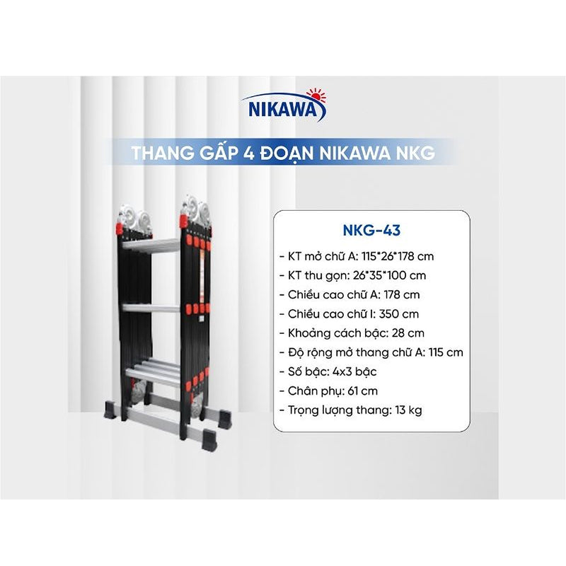 Thang nhôm gấp 4 đoạn Nikawa NKG Series