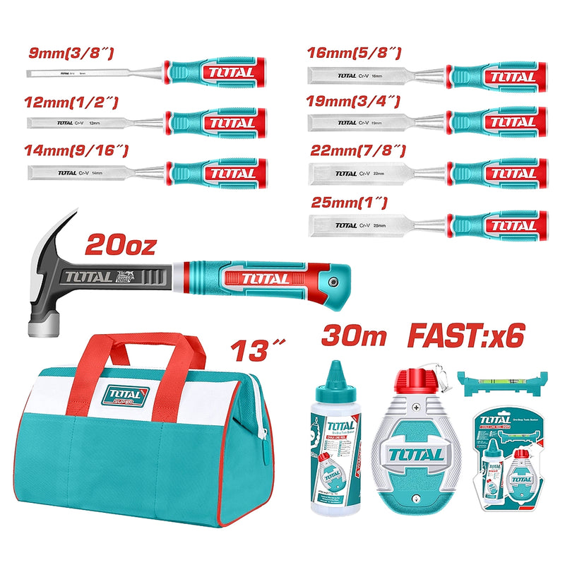 Bộ đồ nghề làm gỗ 10 món Total TOS230906 đựng trong túi vải