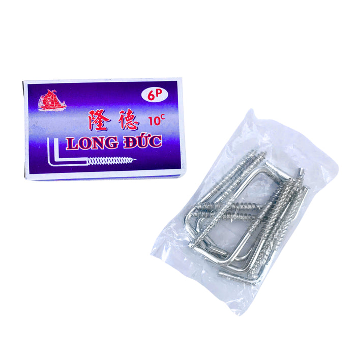 Móc chữ L chân vít Long Đức dài từ 4P (4cm) - 1T2 (12cm)