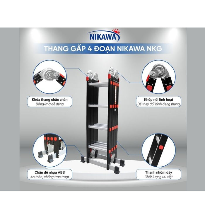 Thang nhôm gấp 4 đoạn Nikawa NKG Series