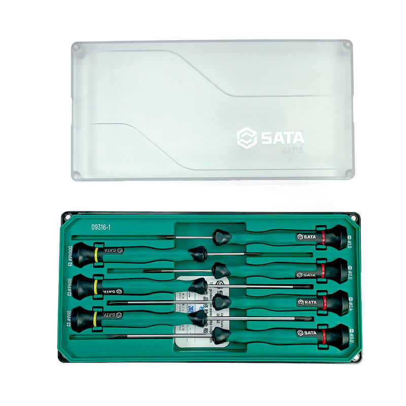 精密ドライバーセット 9本組、マイナス/プラスドライバー SATA 09316