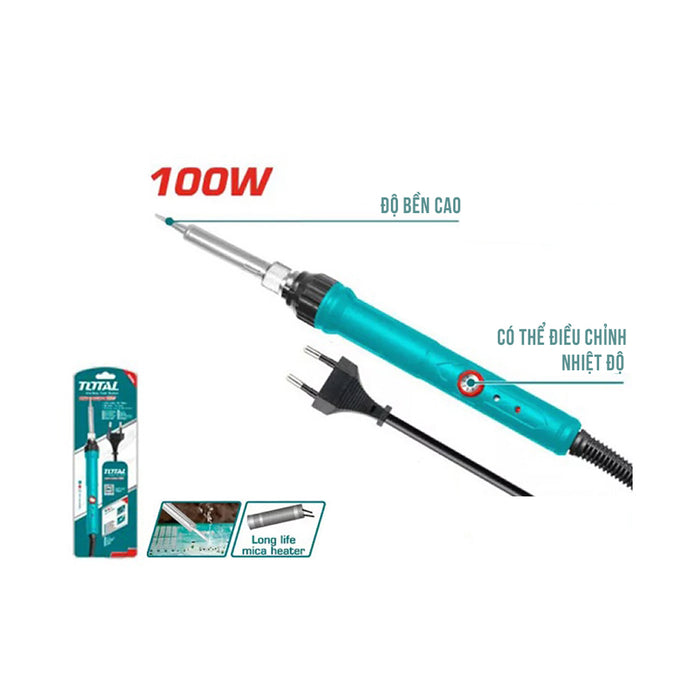 Mỏ hàn chì công suất 100W Total TET1100831 thời gian làm nóng 20 giây, điều chỉnh được nhiệt độ