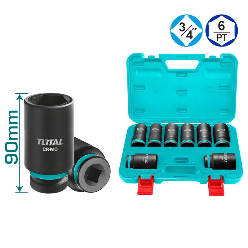 Bộ 8 đầu tuýp dài cốt 3/4 inch x 90mm DR Total THKISD34082L