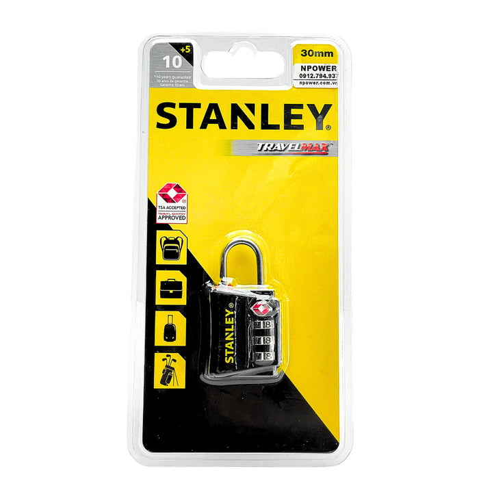 Ổ khóa số STANLEY 3 cọc số,  kích thước 30mm, càng khoá mỏng