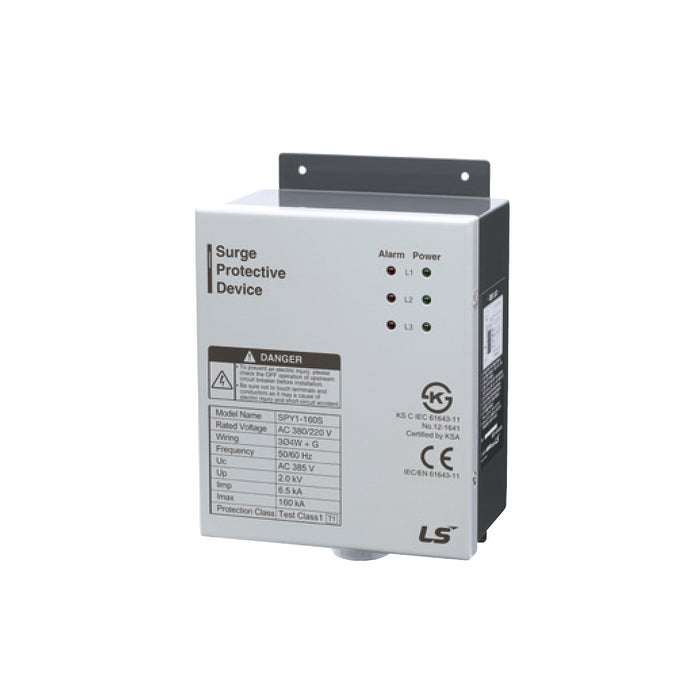 Thiết bị chống sét 3P dạng hộp (Box Type) LS SP Series, điện áp Uc 385V, dòng xả xung sét cực đại từ 40kA ~ 160kA. Tiêu chuẩn CE