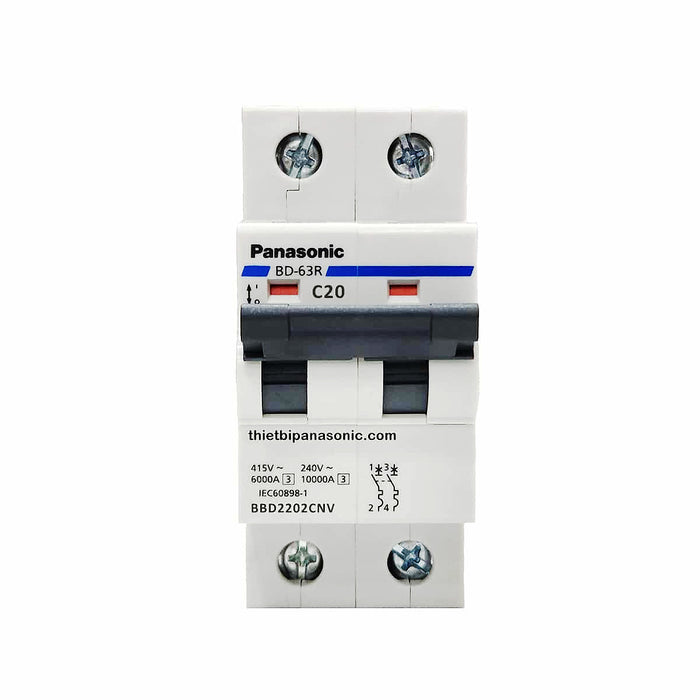 Cầu dao tự động MCB Panasonic, tải danh định từ 6A ~ 100A, dòng cắt từ 6kA ~ 10kA