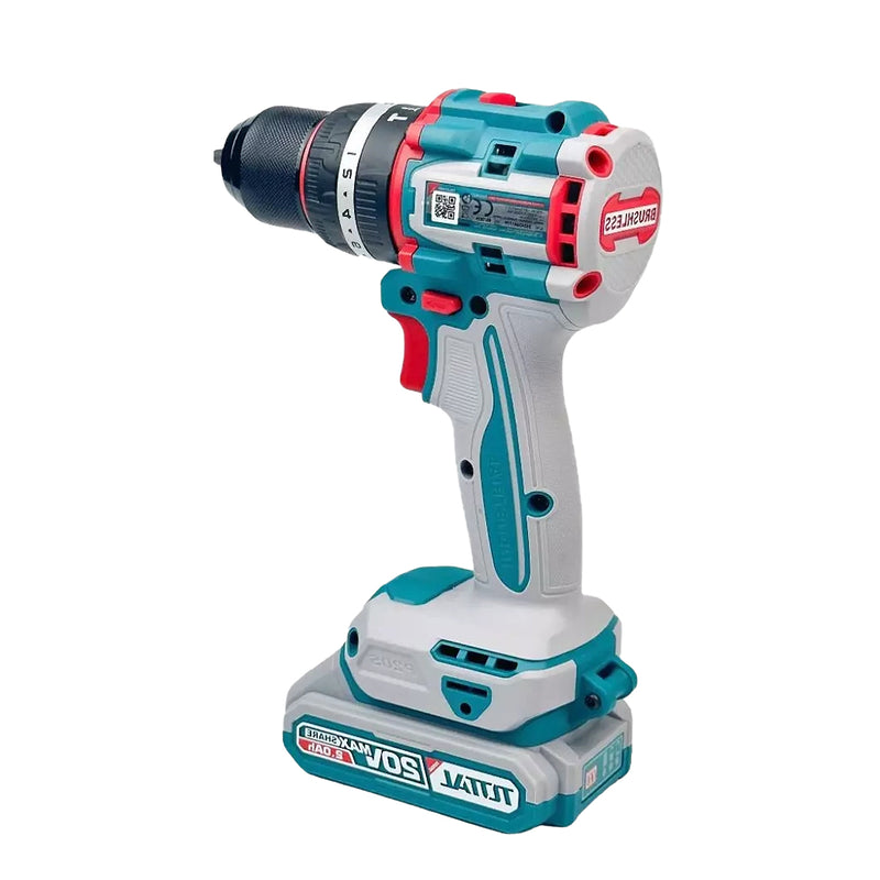 Máy khoan búa không chổi than dùng Pin 20V, đầu kẹp 13mm Total TIDLI20868
