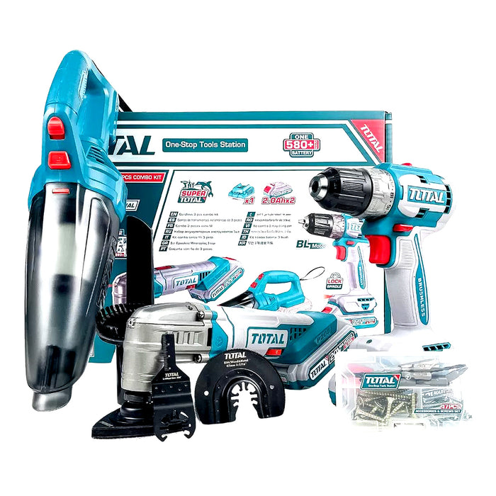 Bộ combo máy cắt rung đa năng, máy khoan không chổi than và máy hút bụi Total TOSLI240685 dùng Pin 20V