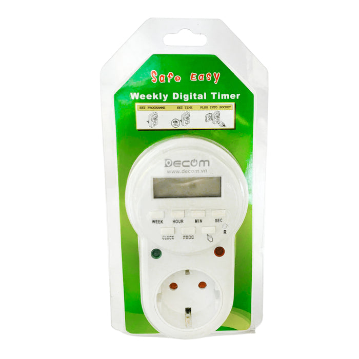 Ổ cắm điện hẹn giờ điện tử Decom DC-ETG63A cài đặt từ 1 giây - 24 giờ