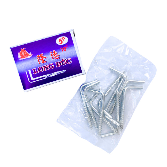 Móc chữ L chân vít Long Đức dài từ 4P (4cm) - 1T2 (12cm)