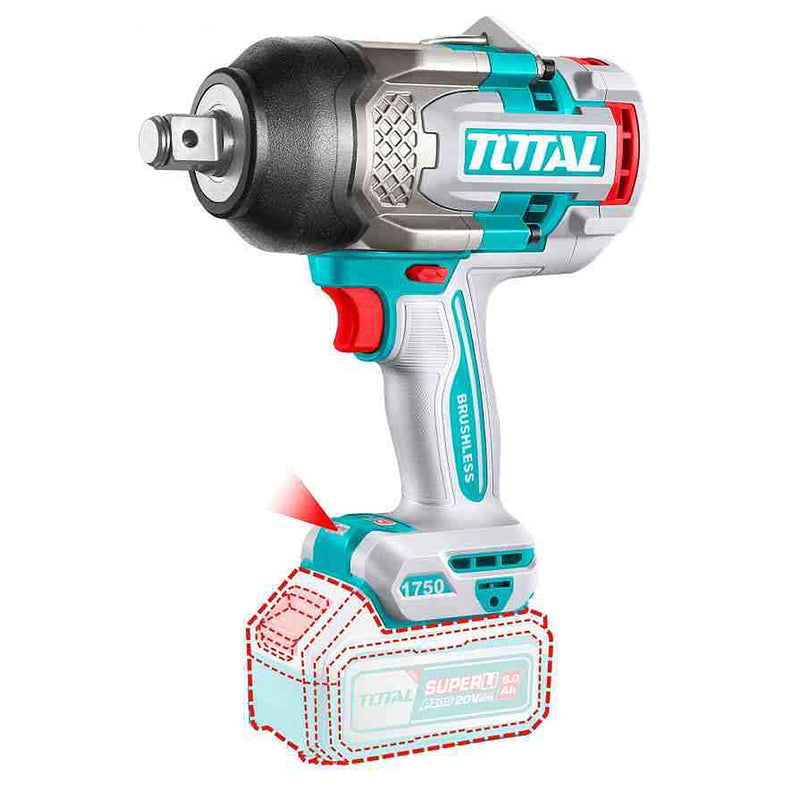 Máy siết bu lông cốt 3/4 inch không chổi than dùng pin 20V Total TIWLI201751 (Chưa bao gồm Pin + sạc)