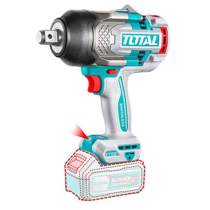 Máy siết bu lông cốt 3/4 inch không chổi than dùng pin 20V Total TIWLI201751 (Chưa bao gồm Pin + sạc)