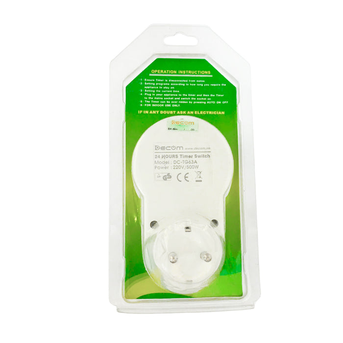 Ổ cắm điện hẹn giờ điện tử Decom DC-ETG63A cài đặt từ 1 giây - 24 giờ
